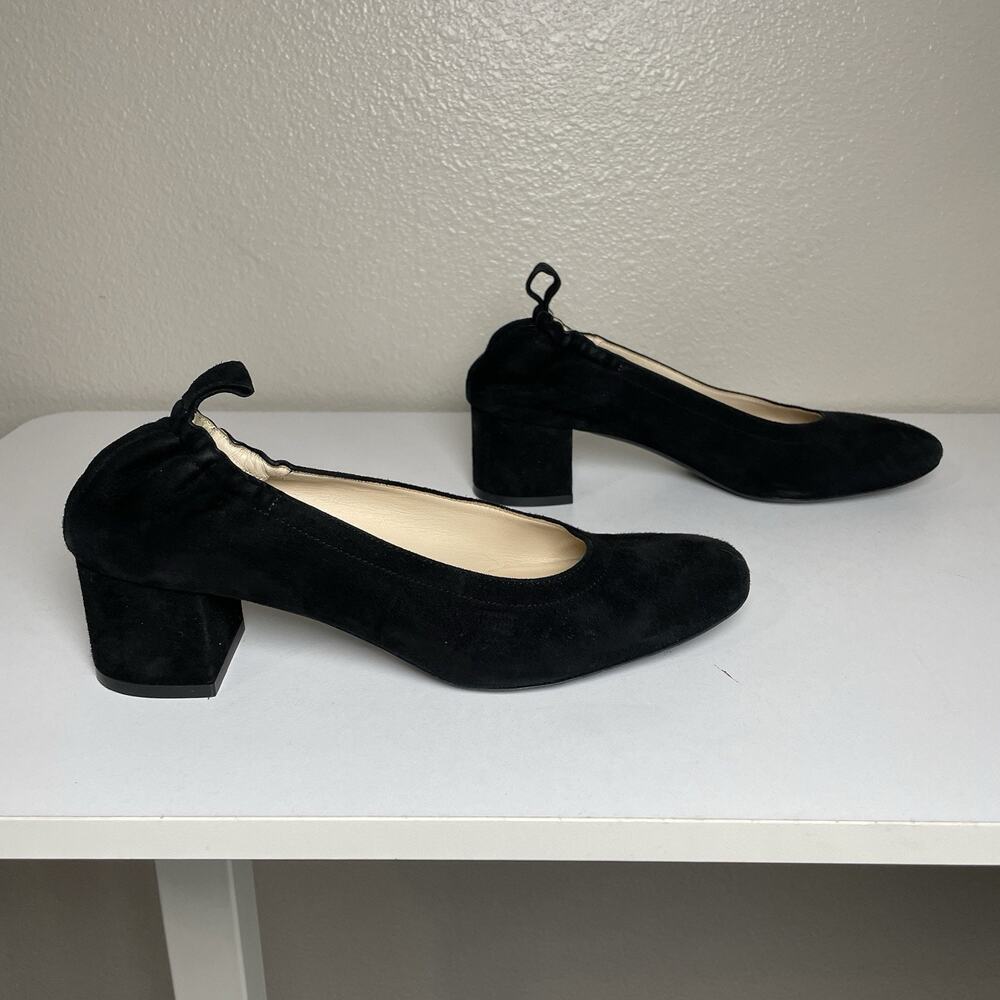 Everlane The Day Heel Black Suede Size 6.5 Round Toe Block Heel Feminine Work